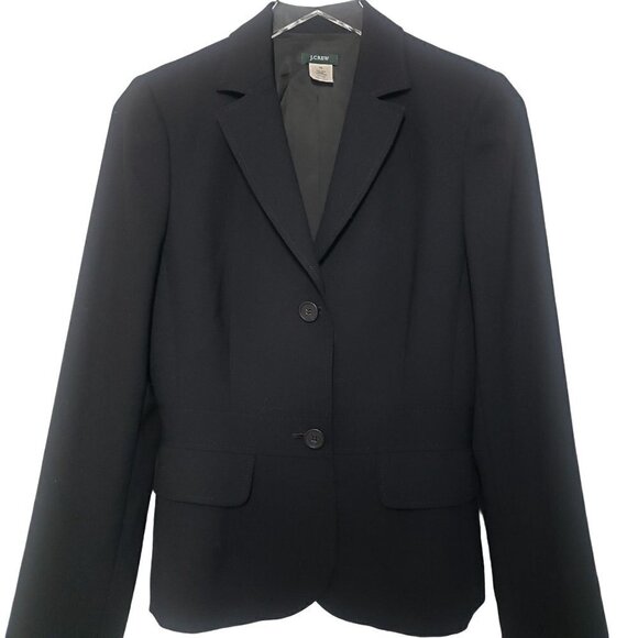 J Crew Wool Blazer 2 Button Classic Japan Made Black Jacket Womens T2 - Picture 2 of 6